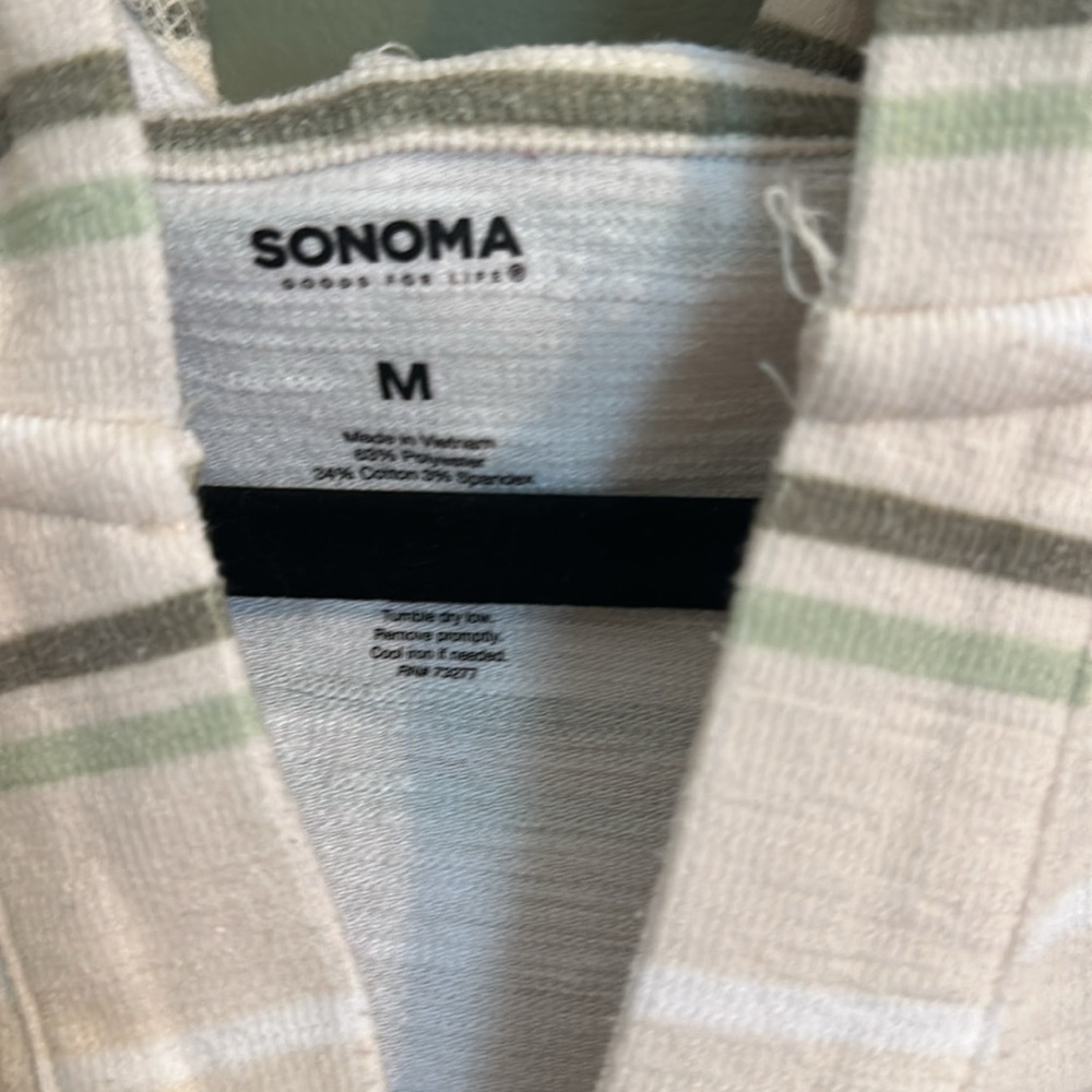 Sonoma Green and Cream Striped Hoodie - Picture 2 of 3